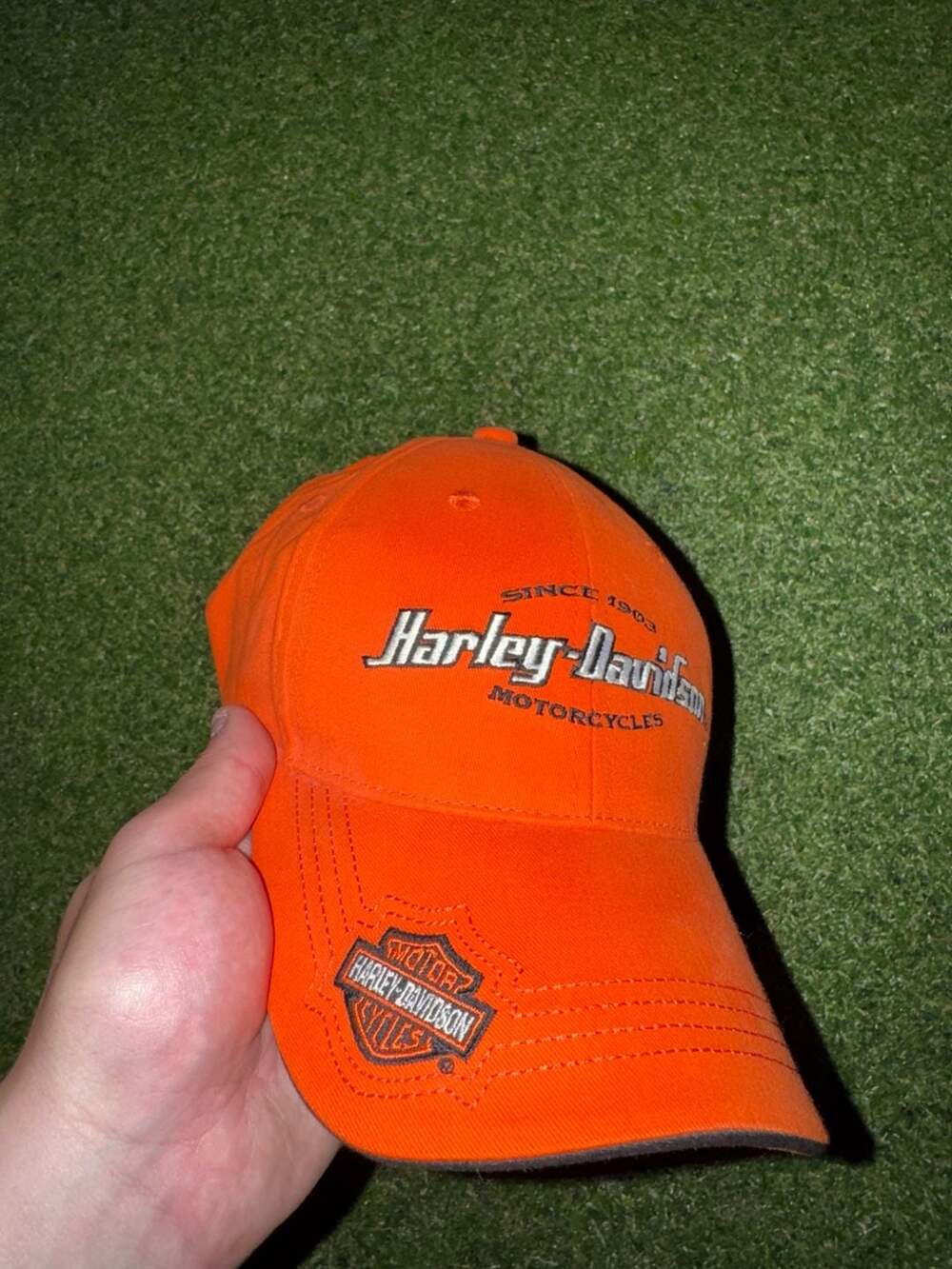 Harley-Davidson Orange Embroidered Motorcycles Baseball Hat Cap